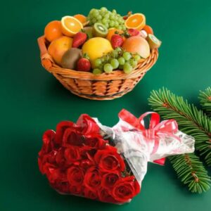 Fruit Basket with Bouquet